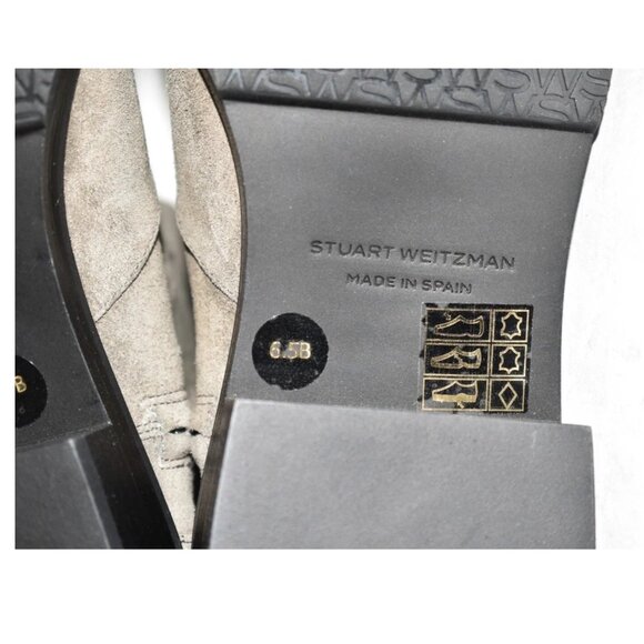 $650 STUART WEITZMAN 5050 Bold Zip Bootie STACKED BLOCK CHARCOAL SUEDE 6.5 (MG5) - Picture 8 of 8